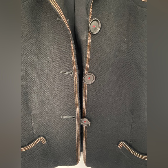Vintage Wool Black Jacket with Gold Trim - Picture 3 of 5